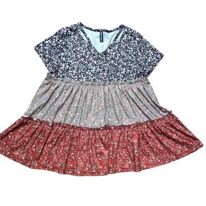 JFN - JUST FASHION NOW Boho Tiered Blouse Top Tunic Size Small